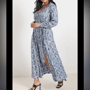 Eloquii Printed Wrap Maxi Dress